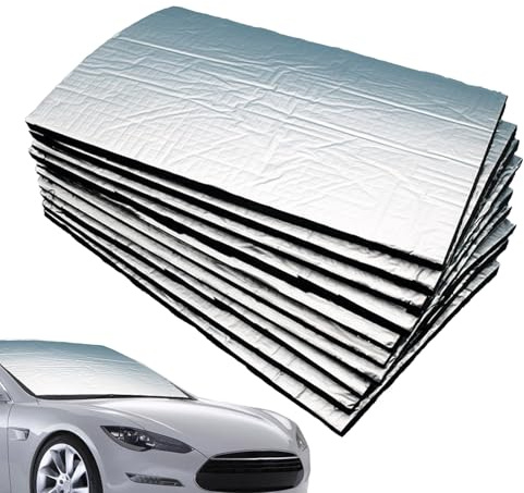 Tappetino Fonoisolante Auto, 10 Pezzi Fonoassorbente Auto, Antivibrante Isolamento Acustico Barriera Termica per Veicoli