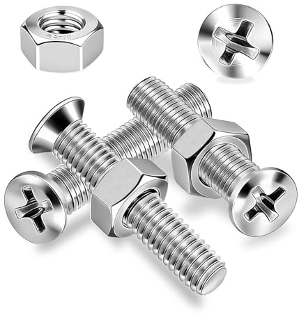 Ezitruz Viti a Testa Piatta in Acciaio Inossidabile M3x35 mm, 80 Pezzi Viti a Testa Svasata e Dadi Croce Bullone Filettatura Completa per la Riparazione della Sedia