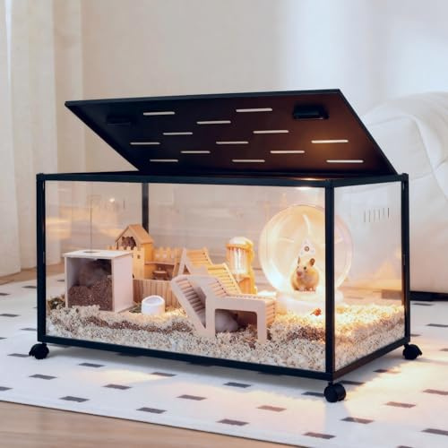 ALLOYNIX Hamster Cage, 360-Viewing Metal Rat Cage, Chewproof, Stackable Large Cage with Top Access, for Dwarf Syrian Hamster, Gerbil, Mouse (40 * 20 * 20IN)