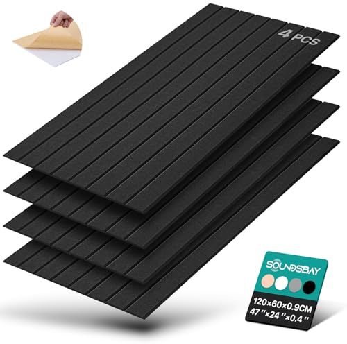 Soundsbay Paneles Acústicos Autoadhesivos de Lamas 4 Piezas Negro