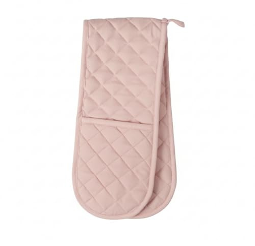 Dexam Love Colour Double Oven Gauntlet, Blush, 100% Cotton, Quilted Diamond Pattern, Heat Resistant Kitchen Glove with Hanging Loop