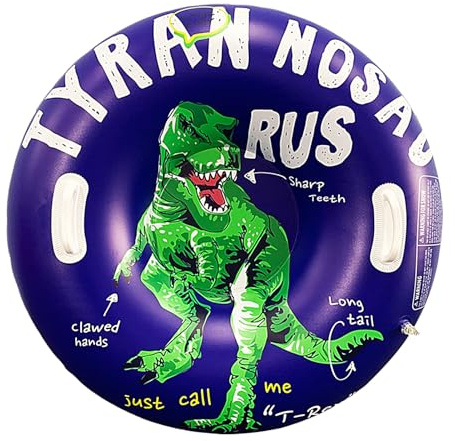 Luge gonflable, pneu de neige gonflable avec poignées, toboggan à neige dinosaure 91 cm, anneau de sommeil gonflable avec poignée, toboggan d'hiver en PVC épais pour enfants, extérieur, neige