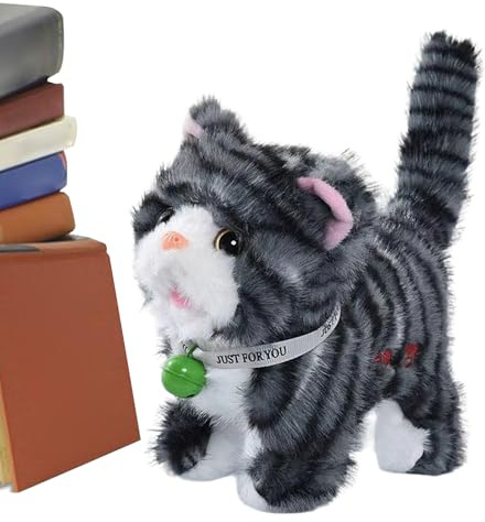 Interactive Pet Experience: The Walking Plush Cat Features An Intelligent Motion Chip That Enables Tail-wagging Action And Fun Sounds, Creating Immersive Pet Bonding For Children And Adults During Pla