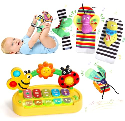 Jouet Bebe 6 Mois, Piano Bebe Set, Hochet Bebe 3-6 Mois, Jouet Musical