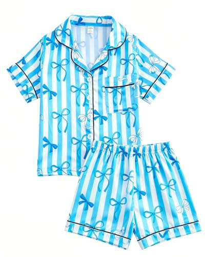 JiAmy pyjamas flickor kortärmad pyjamas set sommar barn 8–12