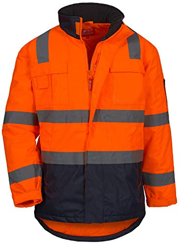 NITRAS Motion Tex Viz 7144 Chaqueta de advertencia - parka de exterior en color de advertencia para el trabajo - naranja neón - 3XL