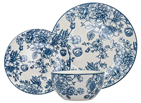 Godinger Dinnerware Set Banbury Porcelain Dinner Plate, Salad Plate, Soup Bowl - 12 Piece Set