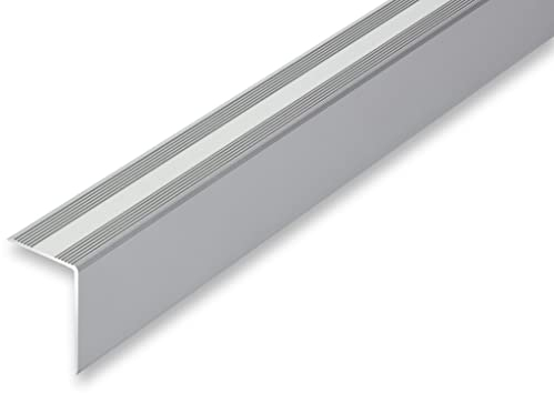 (17,76EUR/m) 30 x 42 x 1500 mm Treppenwinkel silberfarben selbstklebend Treppenkantenprofil Treppenkante Alu Winkel
