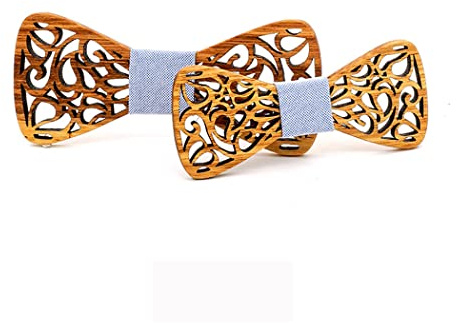 HZQIFEI Jeu de Nœud Papillon en Bois Homme + Enfant (Style#04)