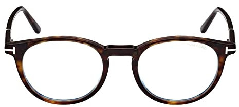 Tom Ford FT 5823-H-B 052 Glänzende dunkle Havanna-Kunststoff-Rundbrille, 50 mm, Glänzendes dunkles Havanna, 50-20-145