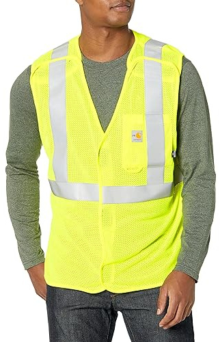 Carhartt Mens Flame Resistant High-Visibility Mesh Class 2 Vest, Brite Lime, Large US