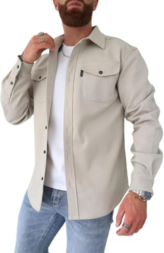 ArknAv Camicia da Uomo Giacca Casual Elegante Camicia Giacche
