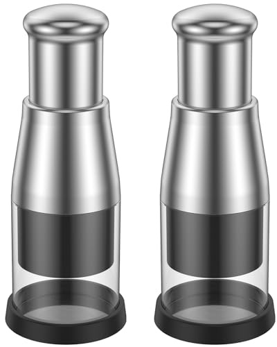 MENIBBLER 2Pcs Pressed Garlic Chopper, Stainless Steel Garlic Press, Manual Pressed Chopper, Portable Mini Food Chopper, Multifunction Hand-Pressed Garlic Crusher for Garlic Onion Potato