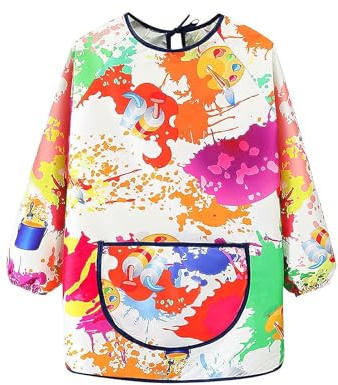 JCUGSBS Grembiule da Pittura Bambini, Grembiulino Impermeabile Scuola Maniche Lunghe per Bambini 3-7 Anni, Grembiule da Gioco - Pittura, Cucina, Scuola, casa