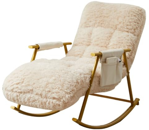 Generic Modern Rocking Chair, Nursery & Adults, Golden Legs, Plush Fabric, Adjustable Back Angle, Relaxing Chair