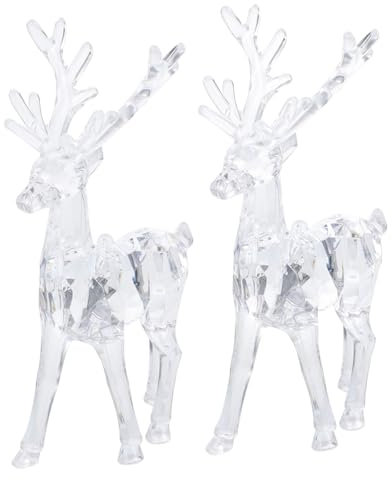 Alipis 2stücke Elch-dekore Aus Acryl Elch-skulptur Weihnachten Elch-schmuck Für Büro Transparenter Weihnachts-elch Elch-Figuren Für Weihnachtsparty