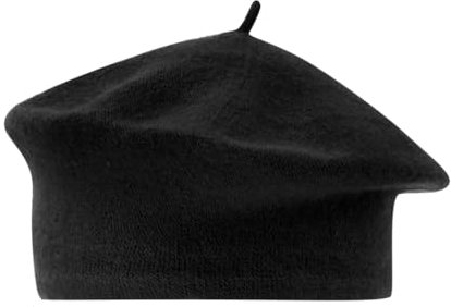 liaddkv Béret de peintre pour femme, couleur unie, en laine synthétique, à bourgeons, chapeau de peintre pour femme, Noir , taille unique