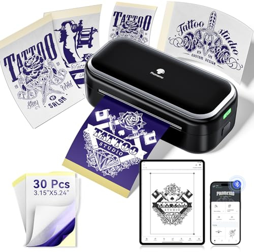 Phomemo Thermocopieur Tatouage TP31, Imprimante Stencil Tatouage Imprimante de Tatouage Portable, Transfert Tatouage Machine Copieur avec 30 Feuilles Papier Transfert Compatible avec iOS, Android