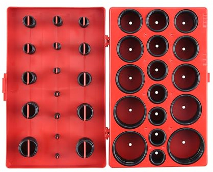 AMSAMOTION 419 Stück. O Ring Sortiment Ø 3-50 mm Öl Säure Kraftstoff UV Temp. Beständig Dichtung Dichtungsring Set Dichtringe Gummi Dichtungsgummi, schwarz