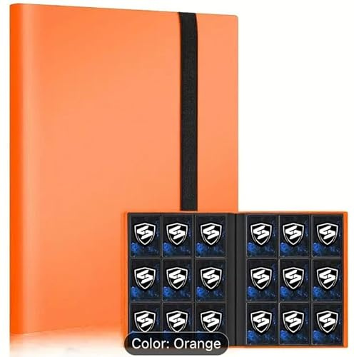 CARDSON Trading Card Binder 9 Pockets - 30 Pages Holding 540 Cards - Side Loading Card Book - Anime Card Binder (Red) (Orange)