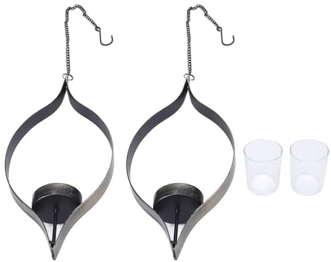 2Pcs Outdoor Hanging Candle Holders, Vintage DIY Bottle Candelabra Tea Light Lantern Holder Clear Glass Hanging Candleholder for Wall Decoratons Living Room Garden Window