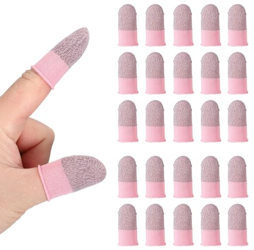 PATIKIL Guanti per Dita con Punta in Fibre d'Argento, 40 Pezzi Copridita per Gaming Mobile Anti Sudore Traspiranti per Dispositivi Touchscreen Telefonici, Rosa
