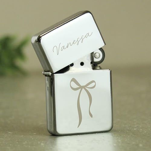 Personalised Bow Rhinestone Petrol Lighter