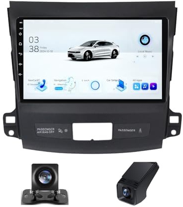 9 Double DIN Car Stereo for Mitsubishi Outlander 2 CW0W 2005-2013 Android 13 Touch Screen Radio Wireless CarPlay & Android Auto with Bluetooth DVR Wheel Controls GPS Navi Wifi 4G(NF-6)