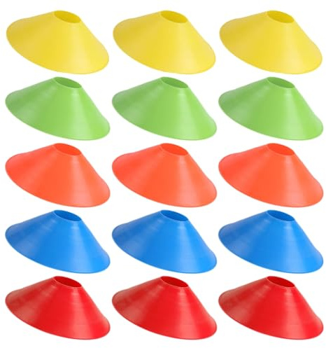 Toyvian Set 15 Coni per Allenamento Calcio e Agilità Coni a Disco Resistenti e Colorati per Esercizi Sportivi Marcatori Stabili per Allenamenti Calcio Basket all’Aperto
