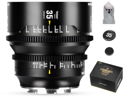 7artisans 35mm T1.5 Dream Series Manual Focus Full-Frame Large Aperture Prime Cine Lens Compatible for Canon EOS R, RED, R3, R5, R6, R7, R10, RP, Black