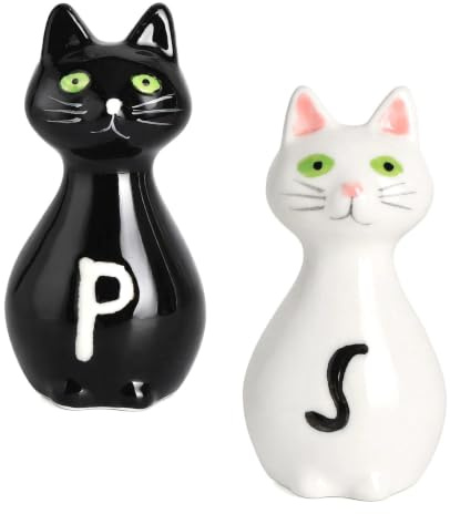 Salt och pepparströare set katter, peppar och saltströare katt | Keramisk krydddispenser i djurdesign, för kök och matbord, kökstillbehör, mors dag och invigning, kattgåva