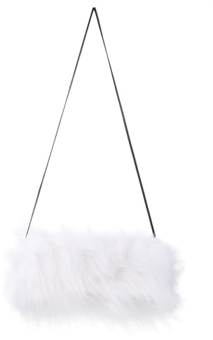 CANIGHT Faux Fur Hand Muff Women's Faux Fur Hand Muffs White Washable Lightweight with Lanyard