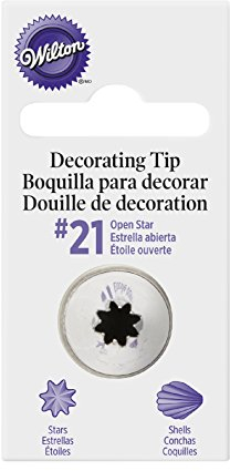 Wilton Douille à Pâtisserie #21 D'Étoile Ouverte, Douille Professionnelle Métallique Buse de Glaçage Réutilisable pour la Décoration de Gateaux, Muffins et de Cupcakes