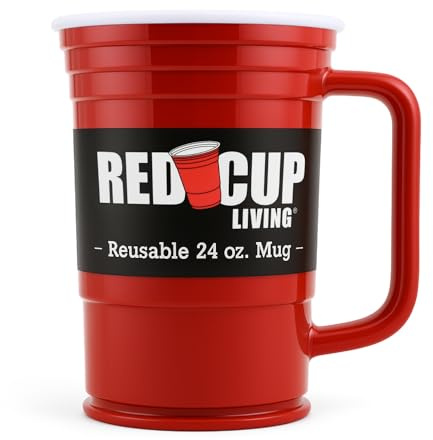 Red Cup Living 24Oz Party Mug Glass Tumbler- Reusable Unbreakable Party Cup for Hot & Cold Drinks, st patricks day accessories & spring break essentials Drinkware