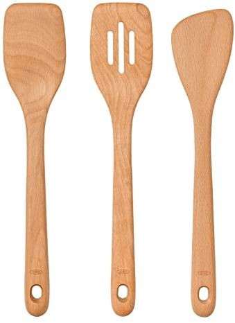 OXO 11157300 Set of 3 Brown Wood Spoons, 31.5 x 6.5 x 2 cm