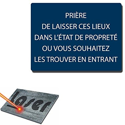 Plaque gravée autocollante 20x15cm Laisser le lieu propre fond bleu