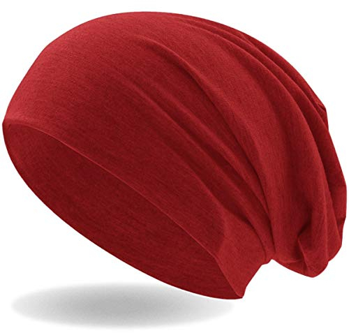 Hatstar® Klassische Slouch Long Beanie Mütze | leicht und weich | für Damen und Herren | Übergangsmütze für Frühling und Sommer (Rot)