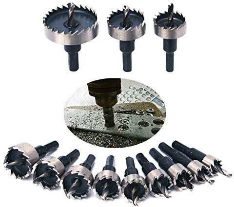 Juego de sierras de perforación, 15-500MM Set de sierra de corona HSS Para inoxidable, metal, madera, 12 piezas