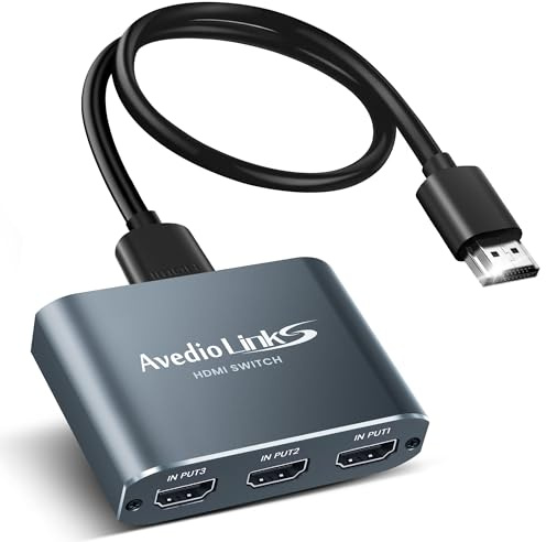 Switch HDMI 4K Aluminum, 4K@60HZ Switch HDMI 3 Ports Commutateur, 3 Entrées à 1 Sortie hdmi Switcher Prend en Charge HDCP 2.2, Full HD, HDR10, 18 Gbps, Sélecteur Fire Stick, Xbox, PS5 etc
