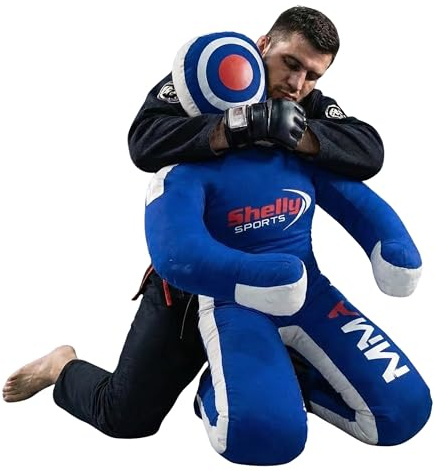Shelly MMA Dummy Judo Grappling Dummy Punching Bag Brazilian BJJ JIU Jitsu Sitting Position Wrestling Martial Arts Boxing Karate Training Dummy - Canvas - UNFILLED (Blue - Canvas, 70)