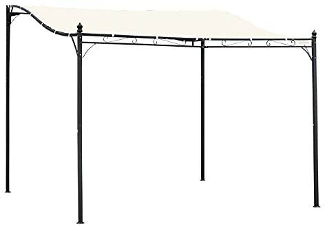 Outsunny Gazebo Pergola 3x3m da Esterno, Giardino o Terrazzo con Tenda Impermeabile Crema