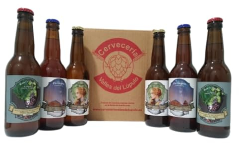 Cerveza Artesana Valles del Lúpulo: 2 Primeta + 2 Pa´llegra + 2 Raíces + 1 caja de galletas de bagazo (Caja de 6 botellas de 33 cl + caja de 400 g de galletas de bagazo ricas en fibra)