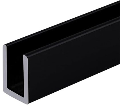 Brixwell SDCD3812MBL Matte Black Frameless Shower Door Aluminum Deep U-Channel for 3/8 Thick Glass - 144 Length