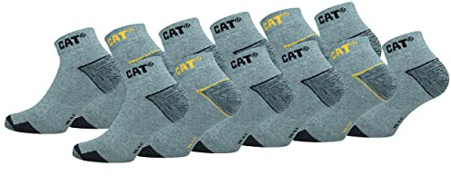 Caterpillar 12 Paia Calzini Sneaker Lavoro Lunghezza Caviglia - Rinforzo Punta Tallone - Supporto Arco Plantare - Cotone (Grigio Melange, 39-42)