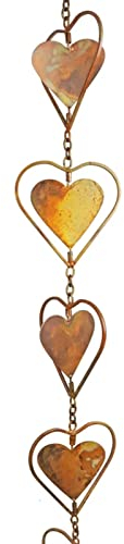 CMYUN Regenkette Rinnenkette Fallrohr - Herzförmige Regenketten 1m Lang, Farm Home Decor Outdoor Garten Regenkette Metall, Ersatz-Fallrohr