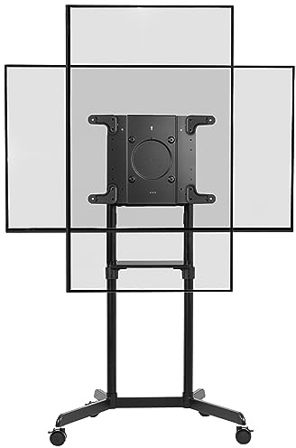 VIVO Mobile Premium TV Cart for 32 to 88 inch Screens up to 70kg, Samsung Digital Flipchart, Microsoft Surface Hub 2S, Portrait to Landscape, Shelf, Wheels, Max VESA 600x400, Black, STAND-TV02PB