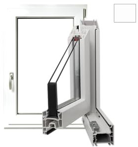 Kunststofffenster | Kellerfenster | innen & außen Weiß | B x H: 50 x 44 cm (500 x 440 mm) | Dreh- & Kippfenster | DIN Rechts | 2-fach Verglasung | 60 mm Profil