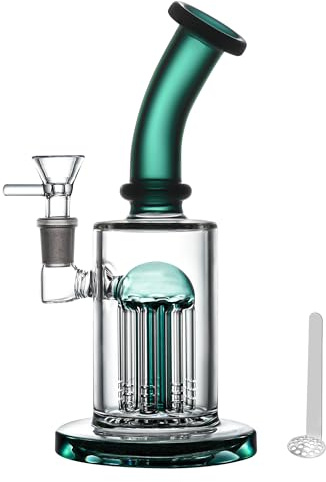 Masenyee bong di vetro da 8 pollici con filtro uragano, ciotola e setaccio da 14,5 mm, bong compatto di fumante, robusto e spesso, rig di Chillum, Soft-Clean-Smooth Hit-Lake Green