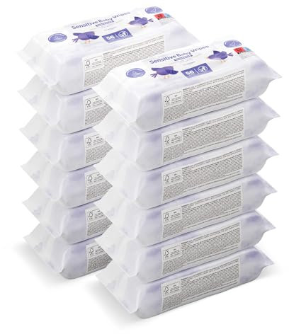 by Amazon Sensitive Baby Wipes 672 Wipes, Unscented, 12 Pack of 56