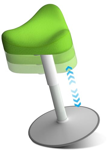 Taburete ergonómico, altura regulable (47 – 65 cm), taburete oscilante con pie de goma, taburete giratorio 360° y antideslizante, protección antivuelco, color verde